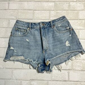Garage Light Blue Distressed Jean Shorts